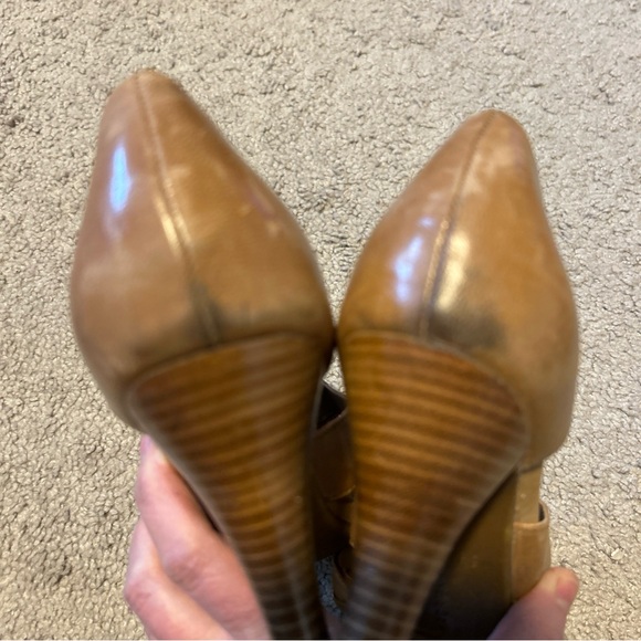 Adrienne Vittadini women size 8.5 tan leather open toe high heel shoe Viktor - Picture 5 of 6